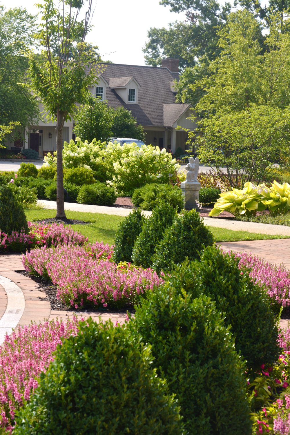 Trimmed shrubs and annuals