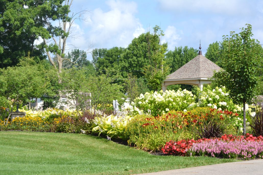 Full Flower bed, with pergola sitting in background
